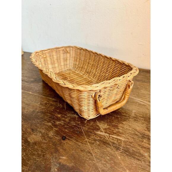Vintage Wicker Tray and Basket Duo | Farmhouse Cottagecore Decor - Picture 6 of 10